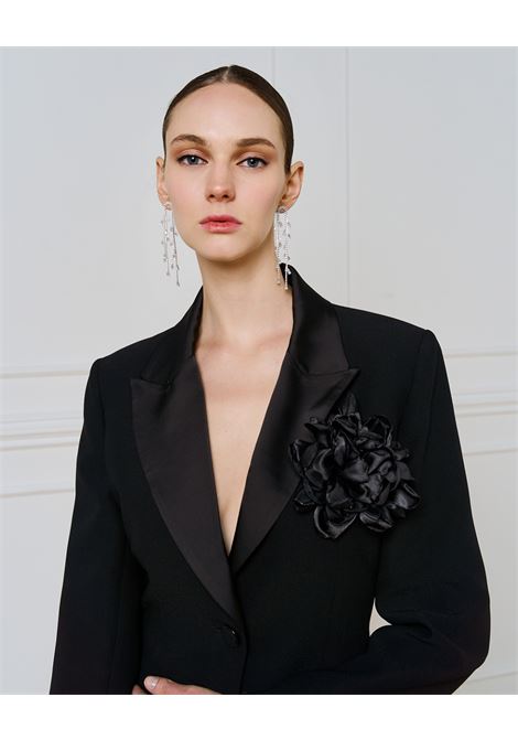 Blazer cropped con spilla di fiori Nero ACCESS fashion | 54-1069-259BLACK